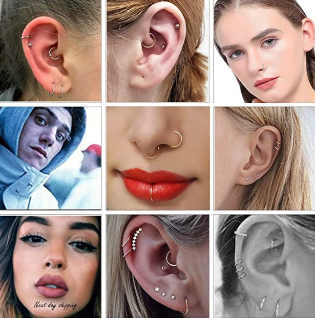 5Pcs Stainless Steel Seamless Piercing Nose Ring Nose Stud Clip On Body Jewelry With Gift BAG