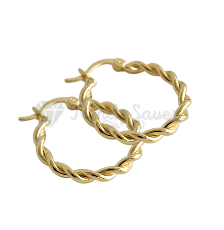 Gold Plated Ear Posts Chunky Huggie Hinged Braided Twisted Hoop Earrings Jewelry