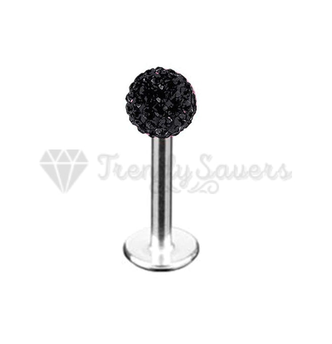 Shiny 3MM Black Cartilage Helix Labret Monroe Ball Studs Fashion Piercing Pair