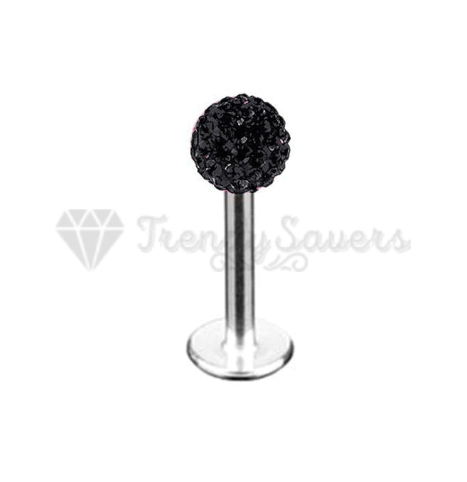 Shiny 3MM Black Cartilage Helix Labret Monroe Ball Studs Fashion Piercing Pair
