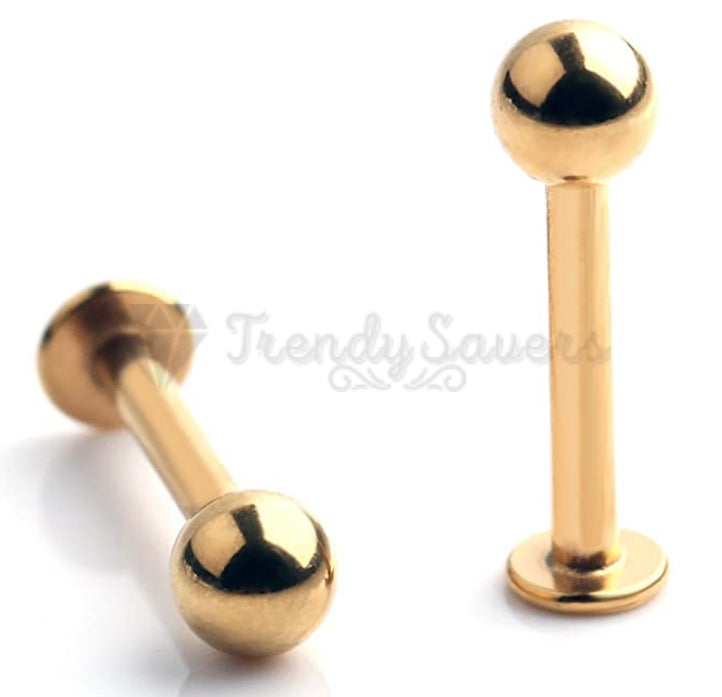 5MM Round Gold Labret Helix Cartilage Stud Nose Ear Lip Ball Body Piercing Pair