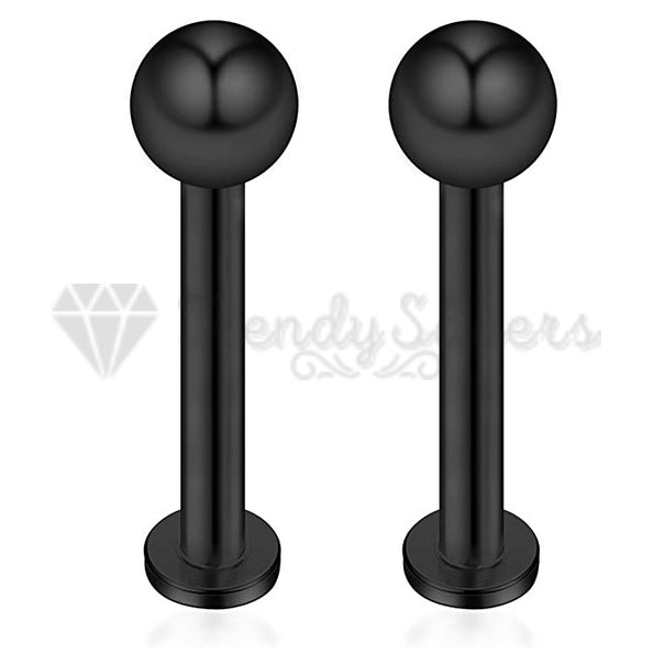 5MM Small Round Ball Labret Stud Black Forward Helix Tragus Body Piercing Pair