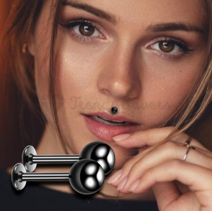 5MM Small Round Ball Labret Stud Black Forward Helix Tragus Body Piercing Pair
