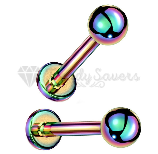5MM Small Rainbow Coloured Ball Labret Monroe Stud Ear Cartilage Helix Ring Pair