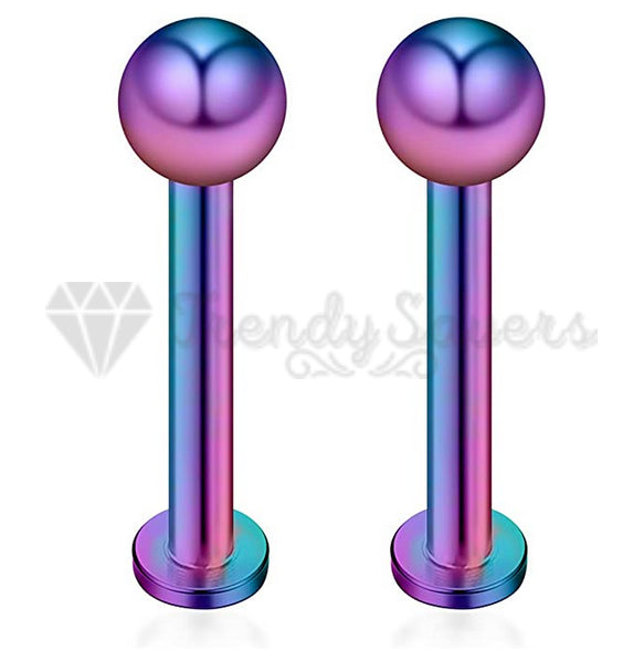 5MM Small Rainbow Coloured Ball Labret Monroe Stud Ear Cartilage Helix Ring Pair
