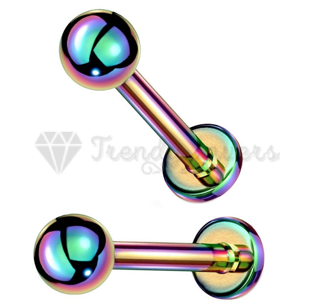 5MM Small Rainbow Coloured Ball Labret Monroe Stud Ear Cartilage Helix Ring Pair