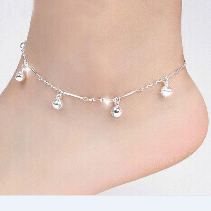 Silver ankle deals bracelet with bells