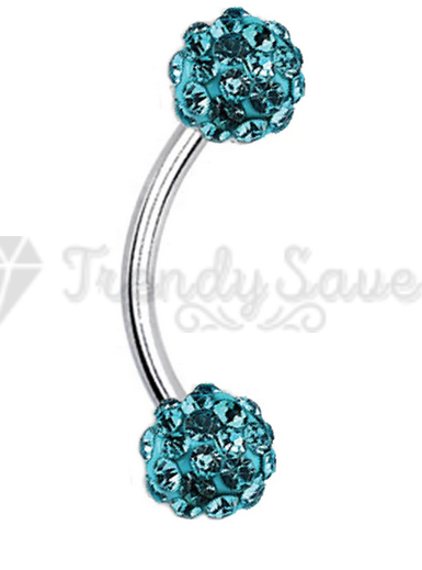 Sky Blue Crystal Lip Eyebrow Cartilage Tragus Helix Ear Piercing Surgical Steel