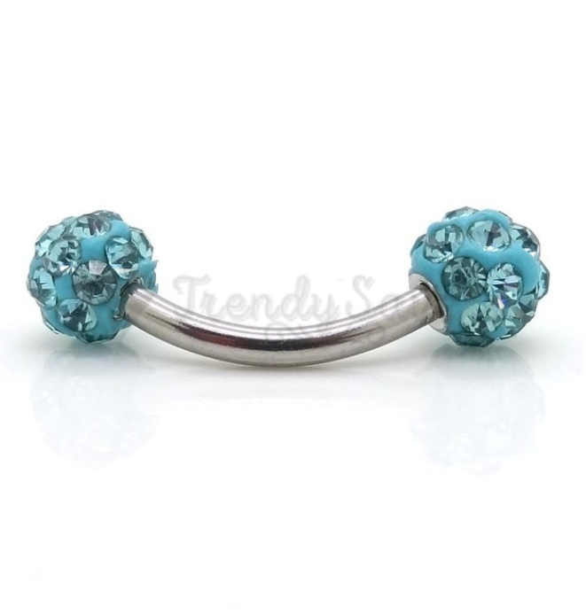 Sky Blue Crystal Lip Eyebrow Cartilage Tragus Helix Ear Piercing Surgical Steel