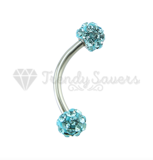 Sky Blue Crystal Lip Eyebrow Cartilage Tragus Helix Ear Piercing Surgical Steel