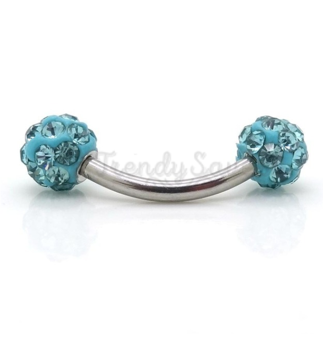 Sky Blue Crystal Lip Eyebrow Cartilage Tragus Helix Ear Piercing Surgical Steel
