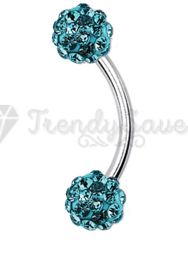 Sky Blue Crystal Lip Eyebrow Cartilage Tragus Helix Ear Piercing Surgical Steel