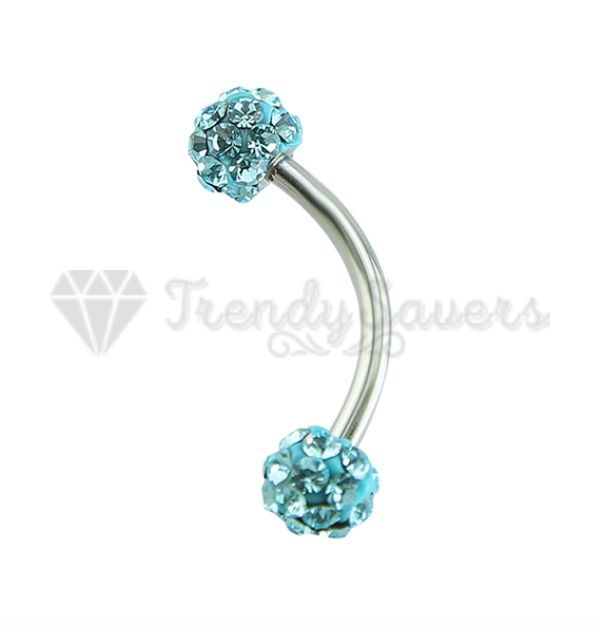 Sky Blue Crystal Lip Eyebrow Cartilage Tragus Helix Ear Piercing Surgical Steel