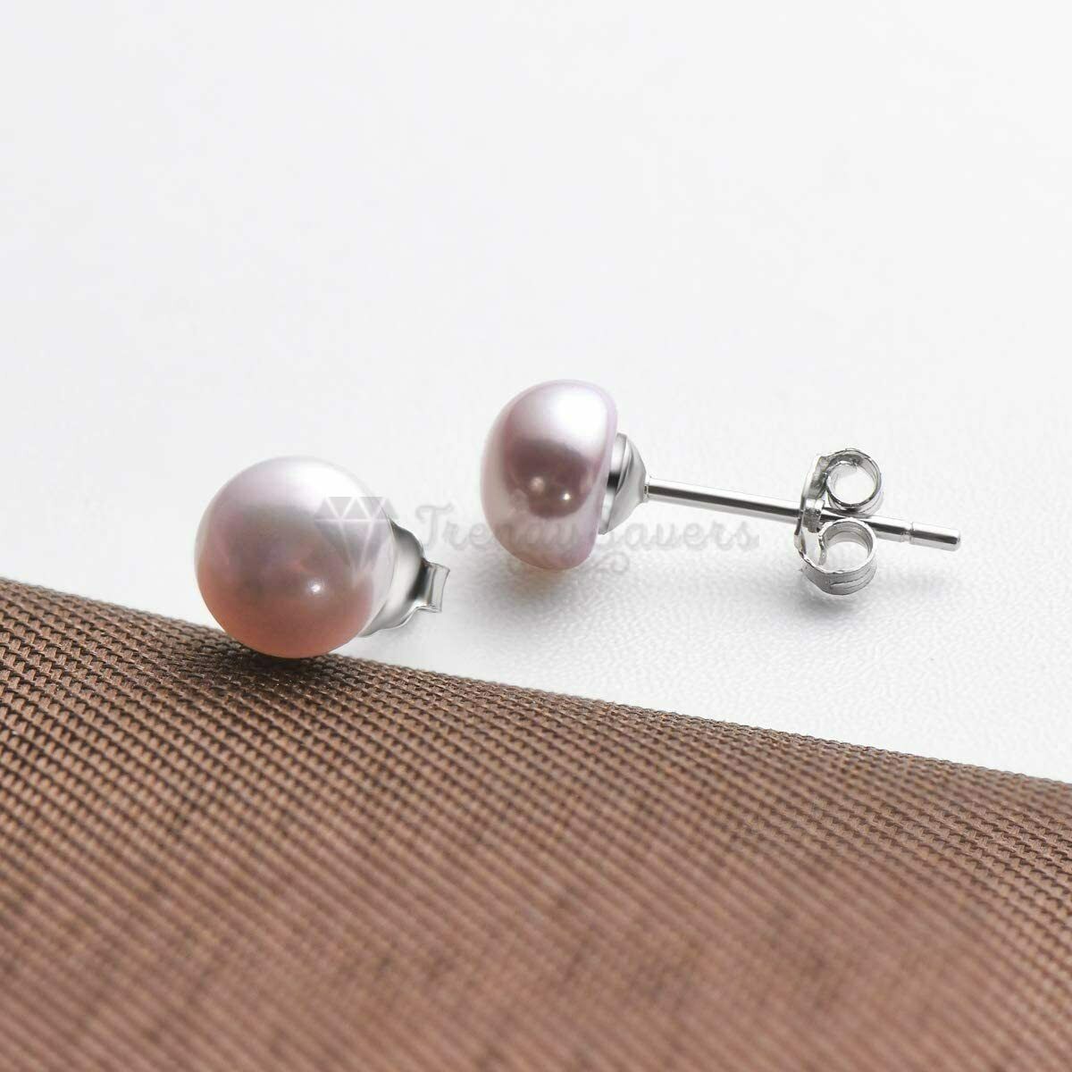 10MM Hypoallergenic Purple Freshwater Pearl Studs Earrings 925 Sterling Silver