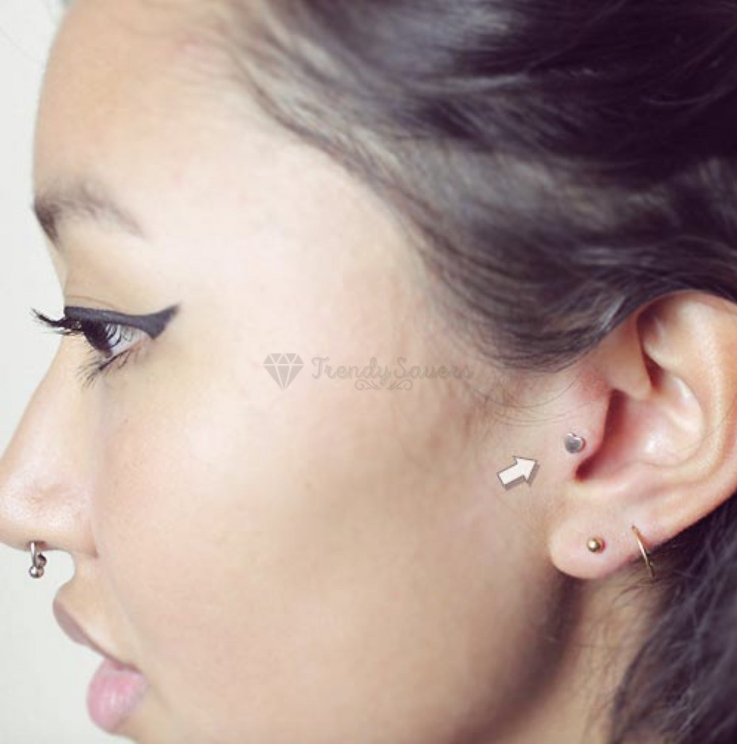 3MM Heart Shaped Silver Cartilage Labret Lip Nose Helix Stud Ring Jewelry Pair