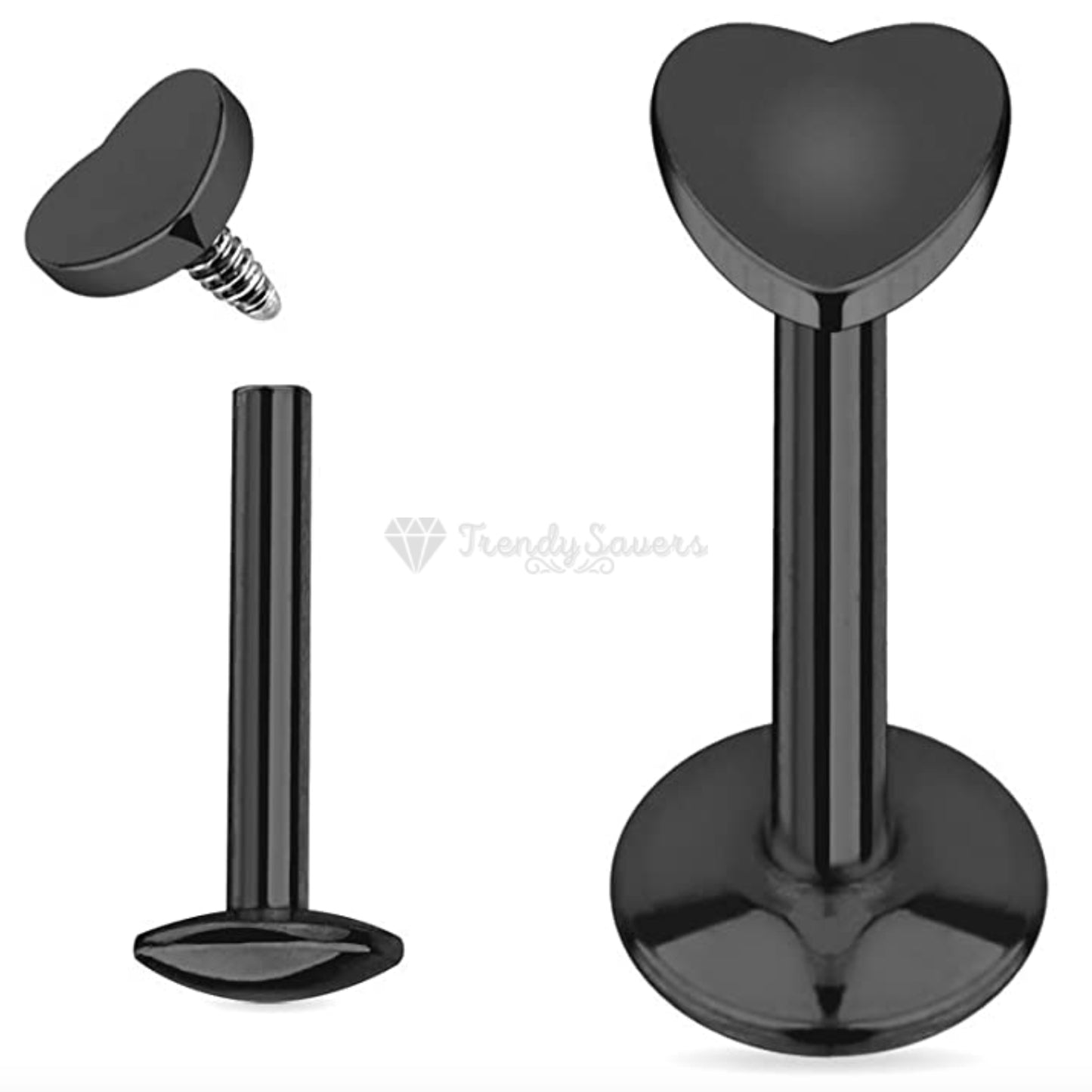 Classic Punk 3MM Black Tragus Helix Lip Nose Cartilage Ear Stud Piercings Pair