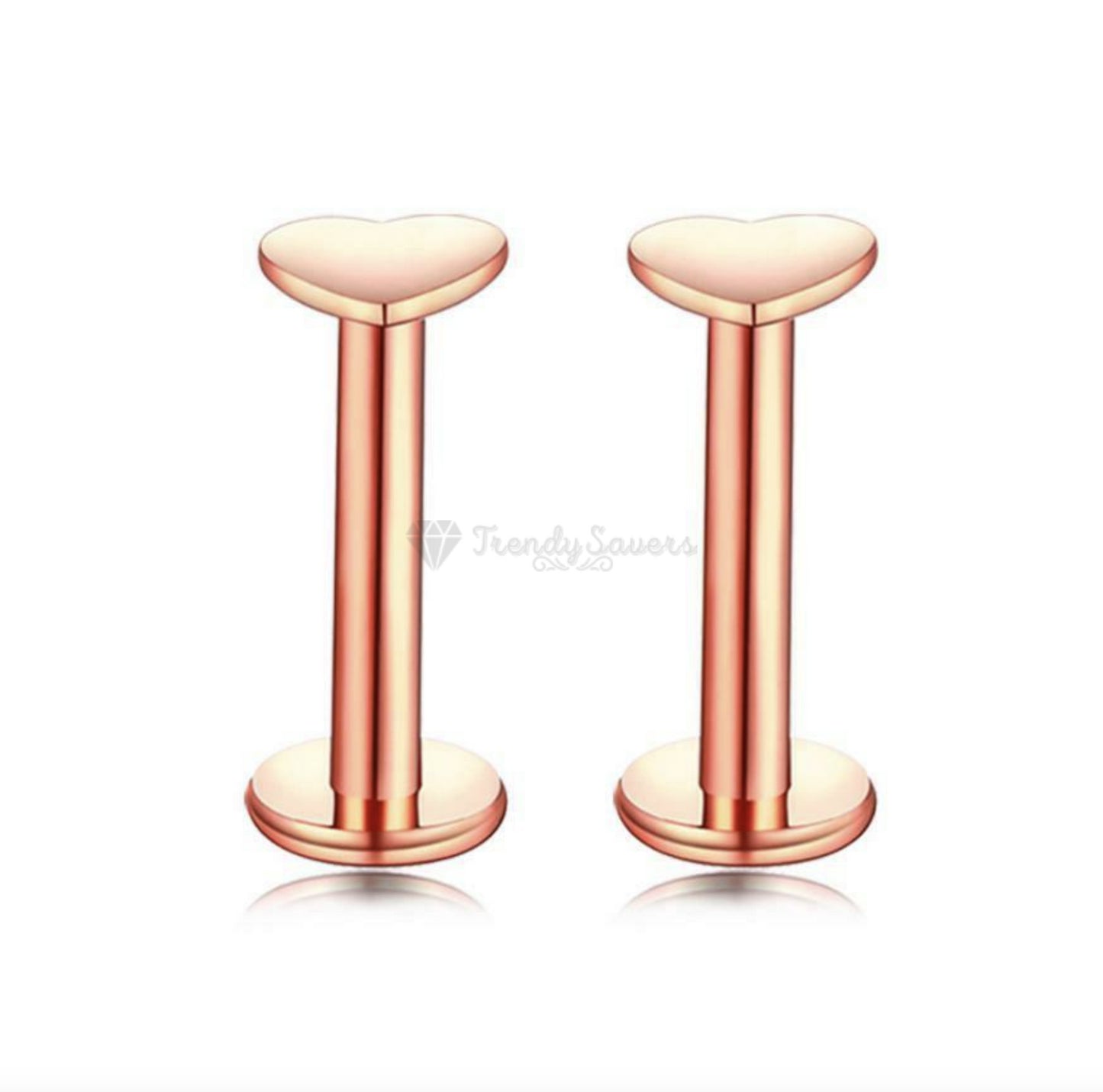 3MM Cute Rose Gold Heart Cartilage Nose Labret Stud Fashion Ring Piercings Pair