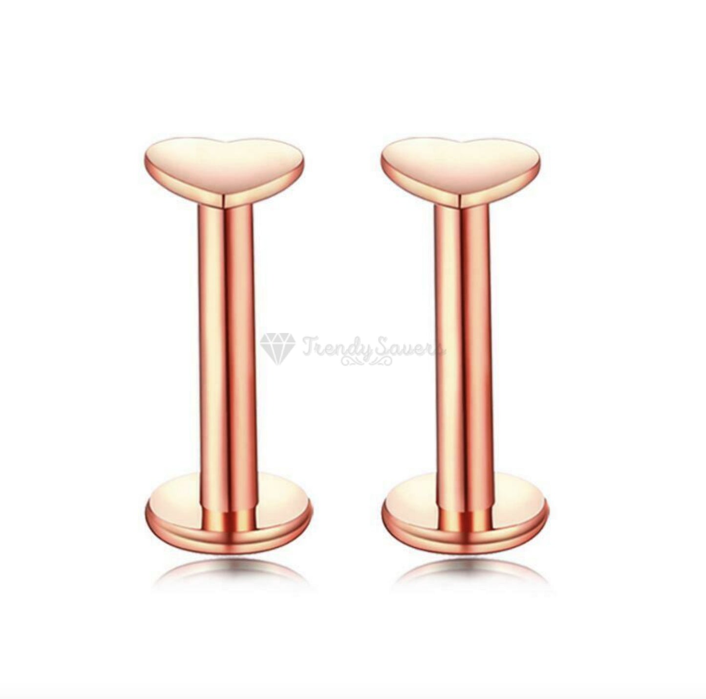 3MM Cute Rose Gold Heart Cartilage Nose Labret Stud Fashion Ring Piercings Pair