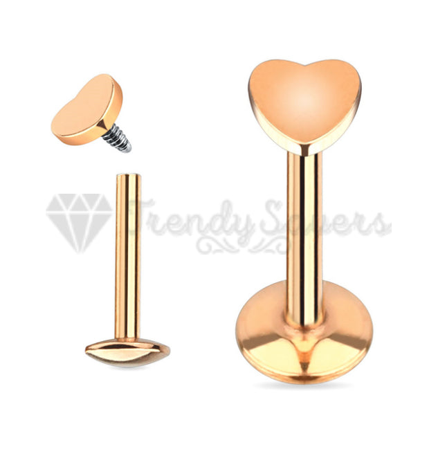 3MM Cute Rose Gold Heart Cartilage Nose Labret Stud Fashion Ring Piercings Pair