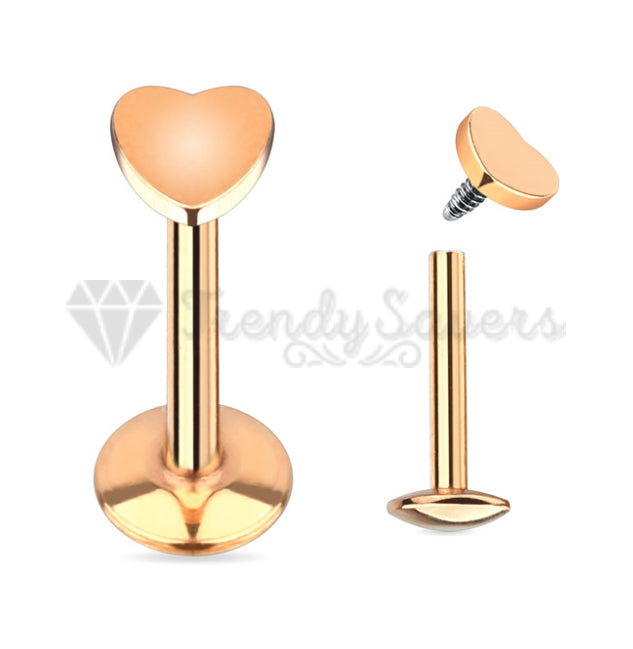 3MM Cute Rose Gold Heart Cartilage Nose Labret Stud Fashion Ring Piercings Pair