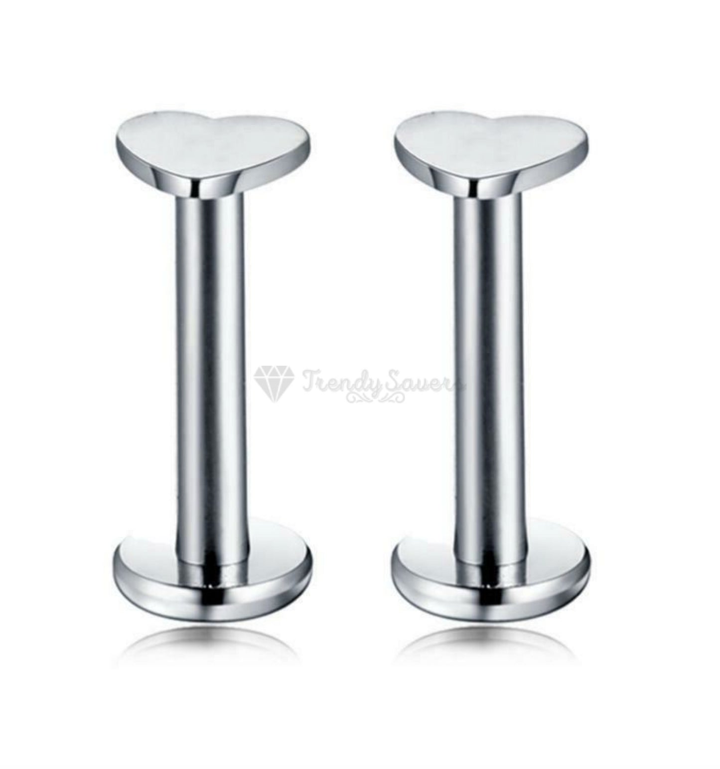 5MM Cartilage Helix Labret Monroe Ear Stud Ring Silver Heart Shape Piercing Pair