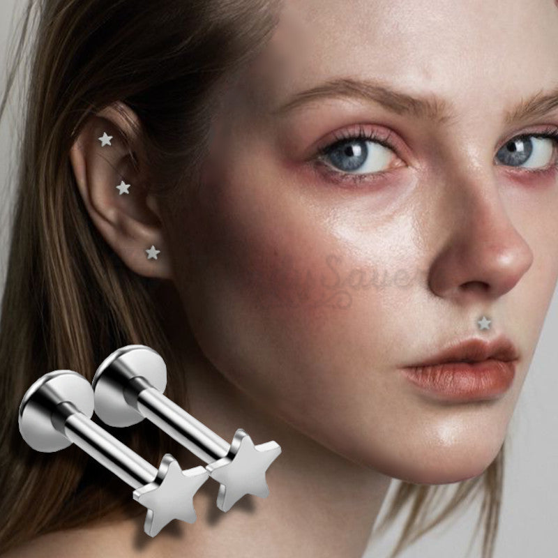 Small 5MM Labret Monroe Cartilage Helix Tragus Silver Stud Pair