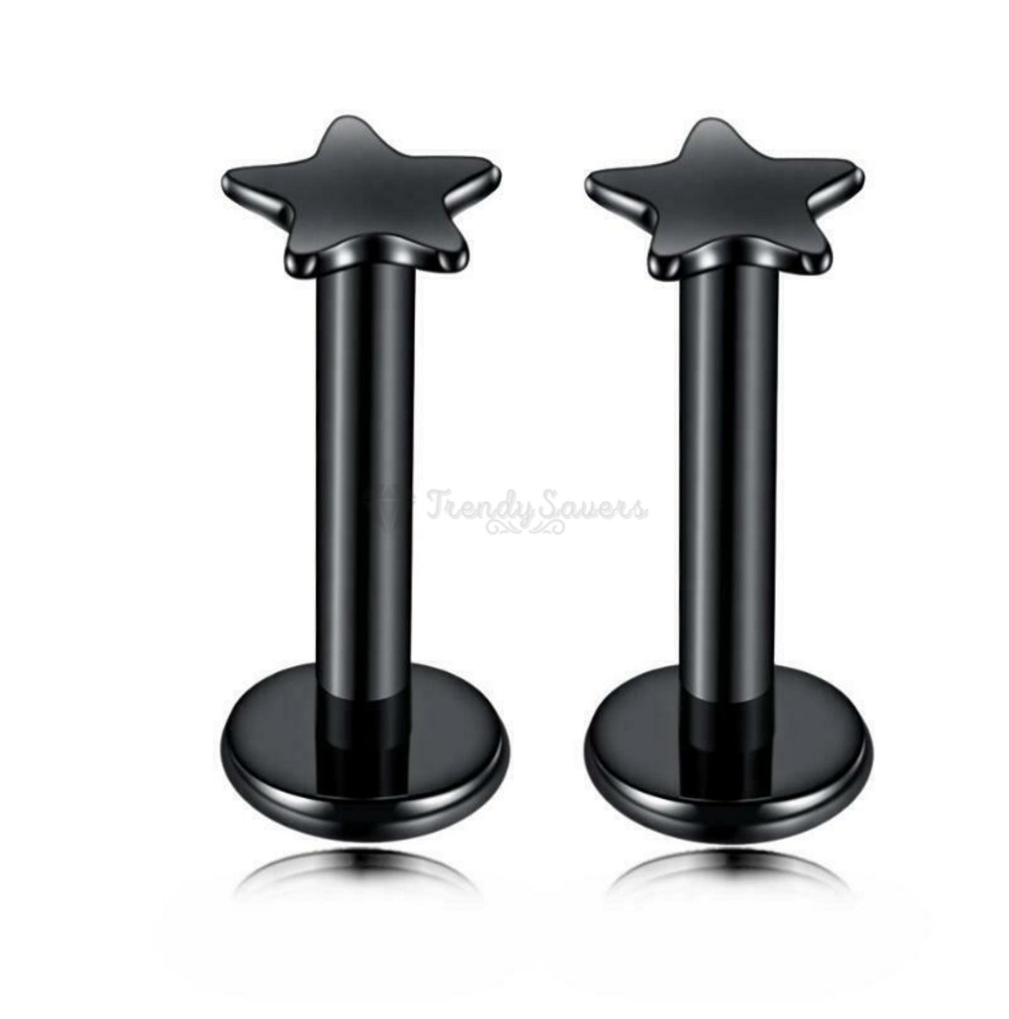 Hypoallergenic Black 5MM Gothic Punk Cartilage Helix Labret Stud Piercing Pair