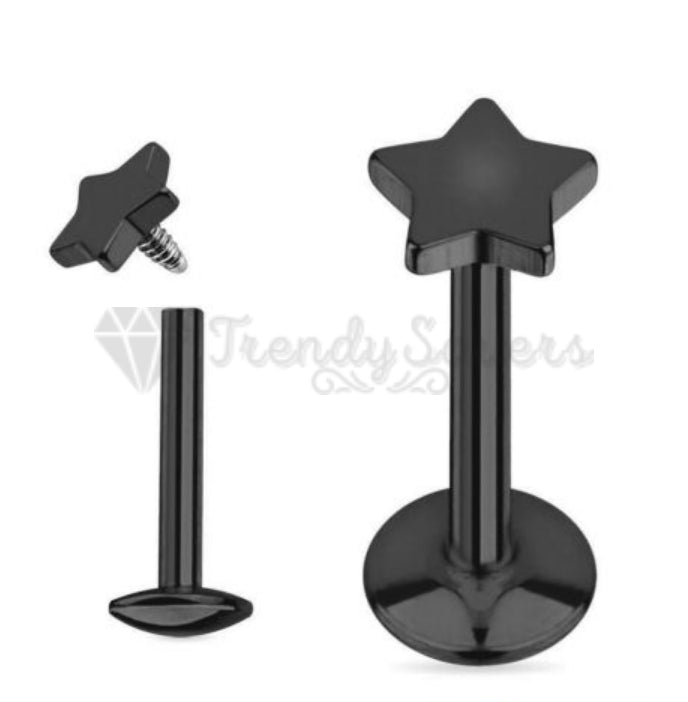 Hypoallergenic Black 5MM Gothic Punk Cartilage Helix Labret Stud Piercing Pair