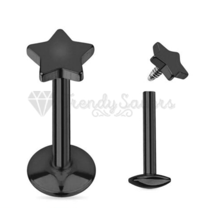 Hypoallergenic Black 5MM Gothic Punk Cartilage Helix Labret Stud Piercing Pair