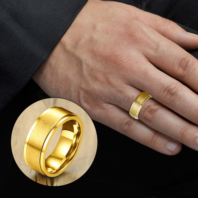 Classic Gold Plated Spinner Fidget Ring Promise Wedding Band Fit Size 8 (18mm) Q