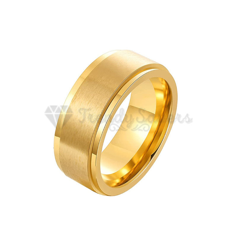 Classic Gold Plated Spinner Fidget Ring Promise Wedding Band Fit Size 8 (18mm) Q