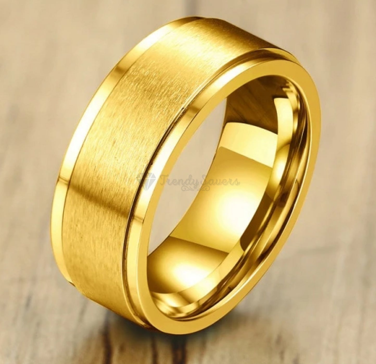 Classic Gold Plated Spinner Fidget Ring Promise Wedding Band Fit Size 8 (18mm) Q