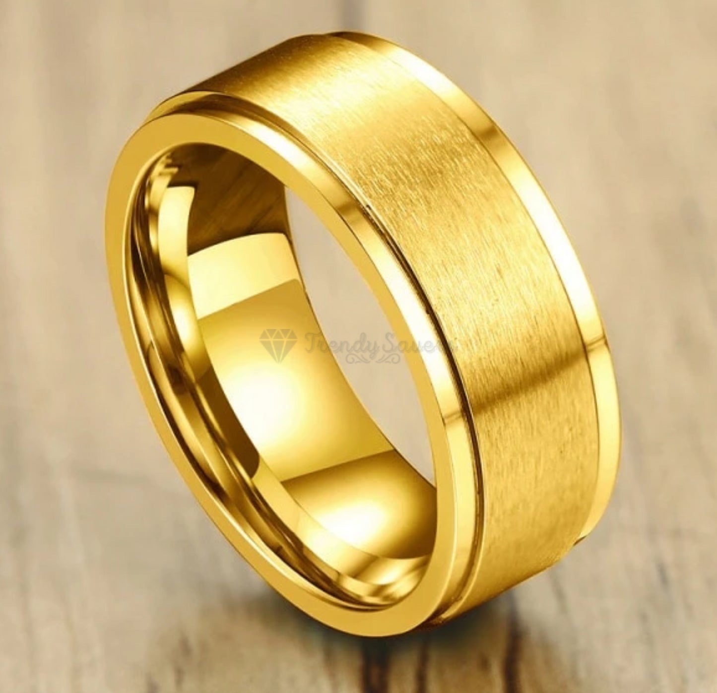Classic Gold Plated Spinner Fidget Ring Promise Wedding Band Fit Size 8 (18mm) Q