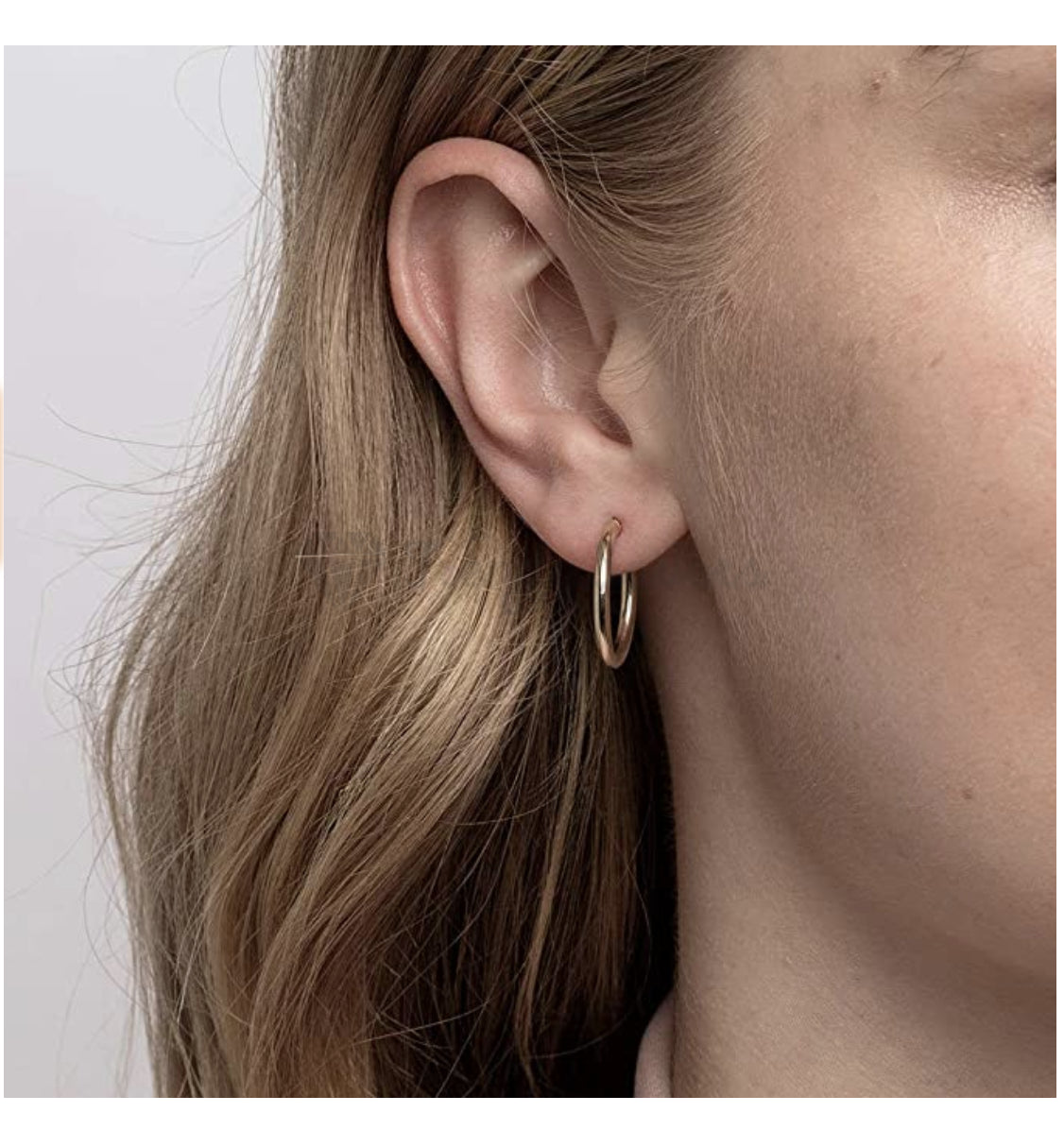 13MM Small Post Round Yellow Gold Clicker Hoop Cartilage Earrings Unisex Jewelry