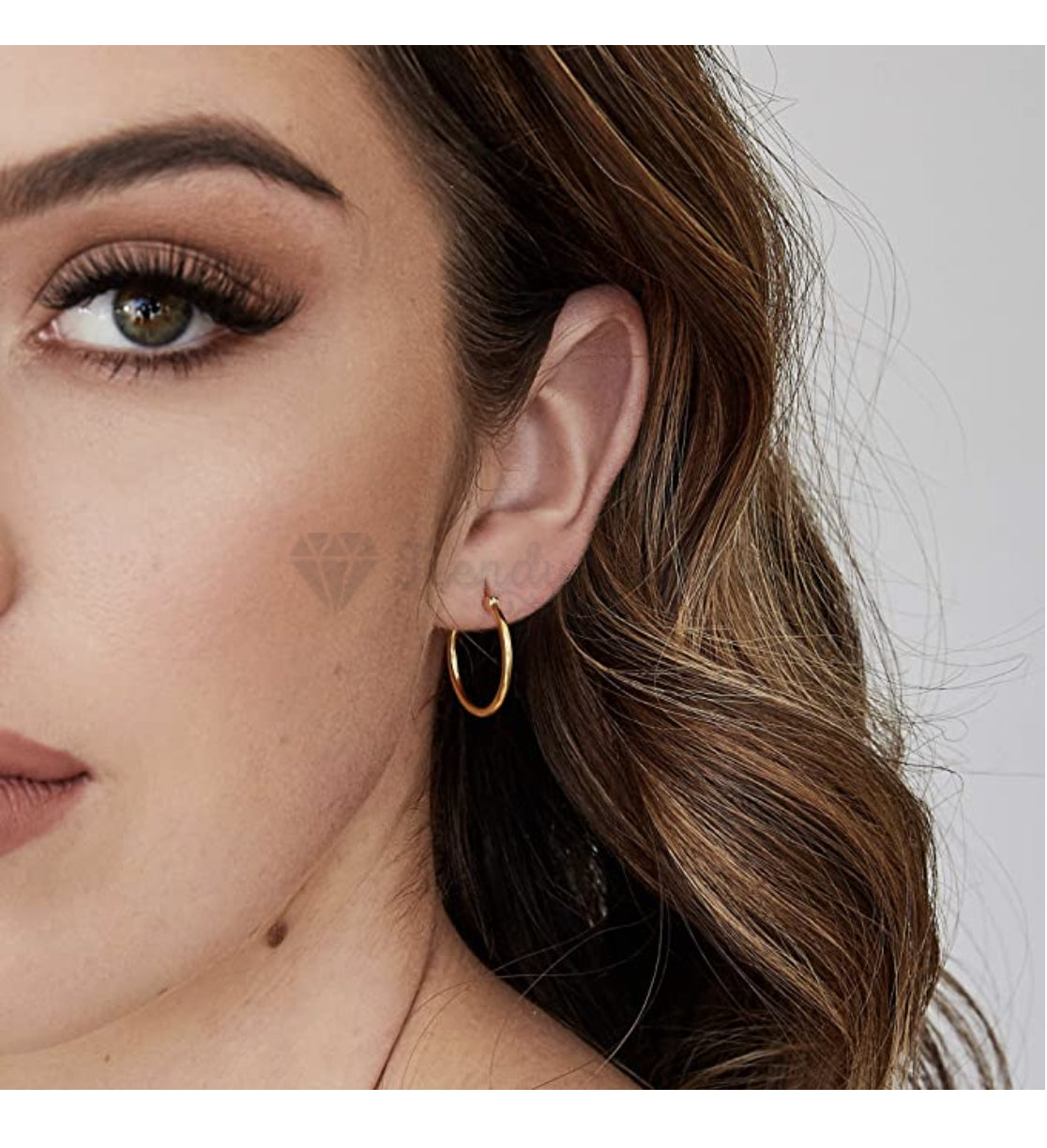13MM Small Post Round Yellow Gold Clicker Hoop Cartilage Earrings Unisex Jewelry