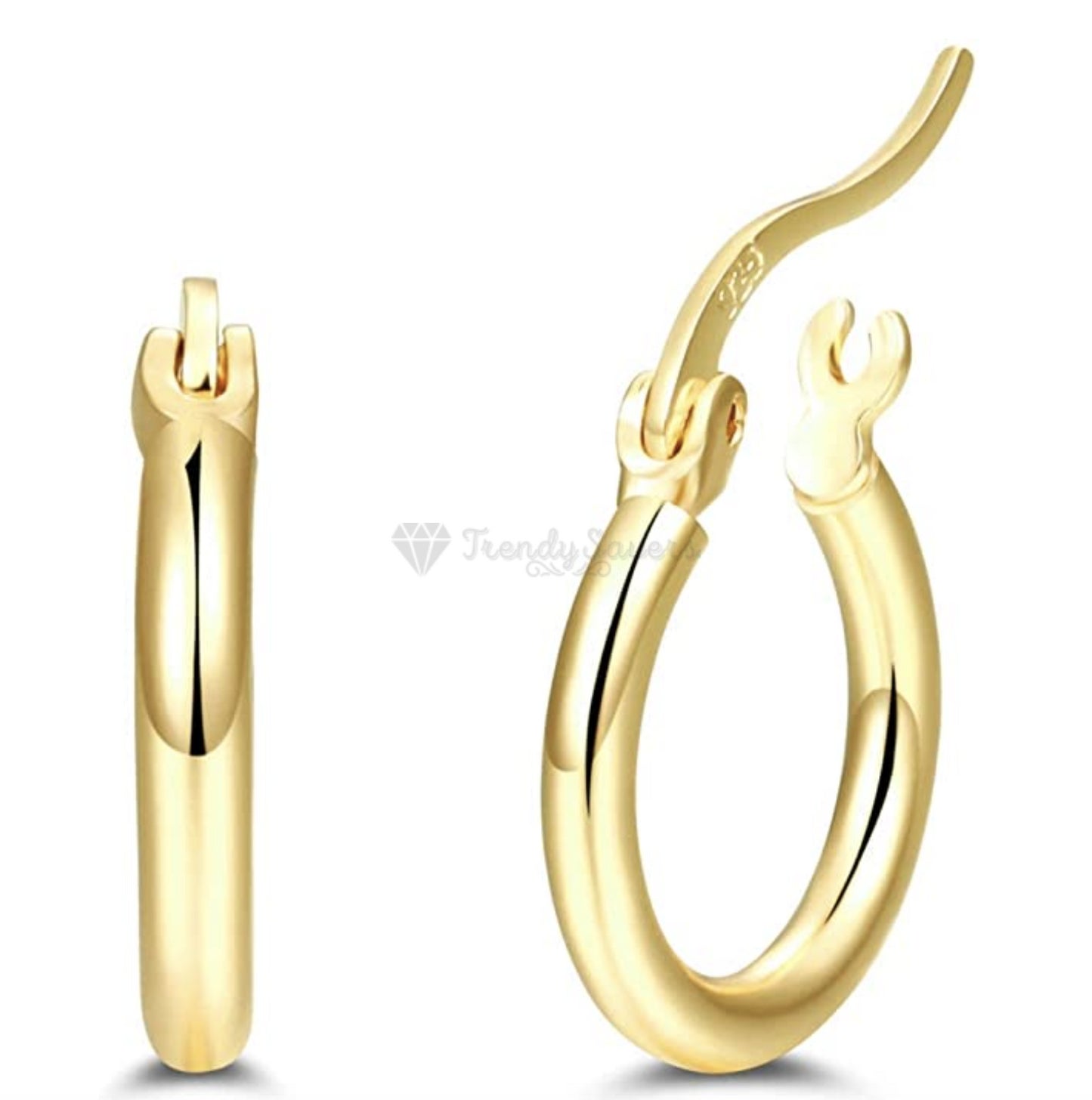 13MM Small Post Round Yellow Gold Clicker Hoop Cartilage Earrings Unisex Jewelry