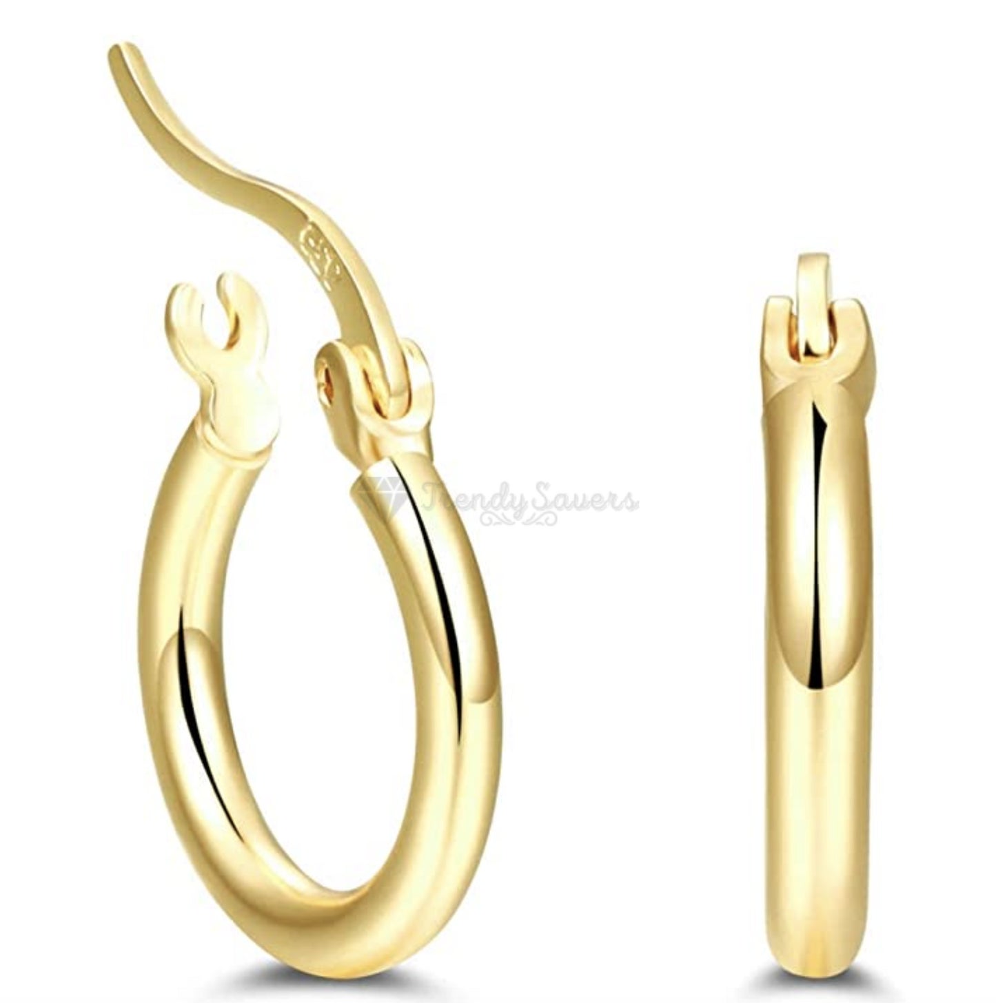 20MM Big Post Round Gold Polished Tube Hoop Cartilage Sleeper Earrings Jewelry
