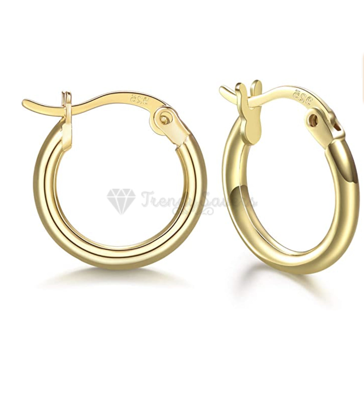 20MM Big Post Round Gold Polished Tube Hoop Cartilage Sleeper Earrings Jewelry