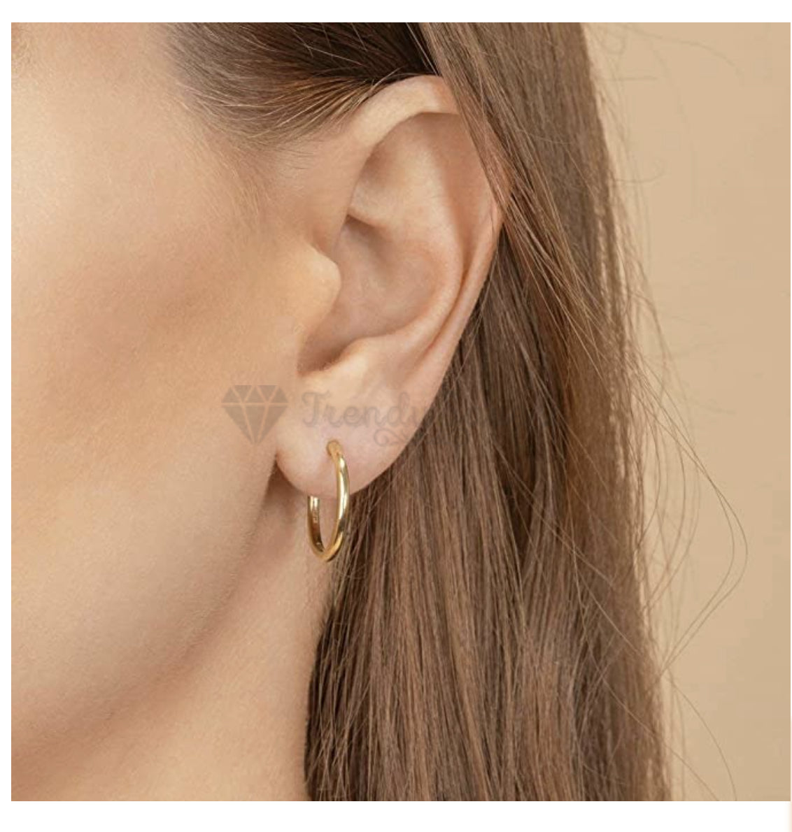20MM Big Post Round Gold Polished Tube Hoop Cartilage Sleeper Earrings Jewelry