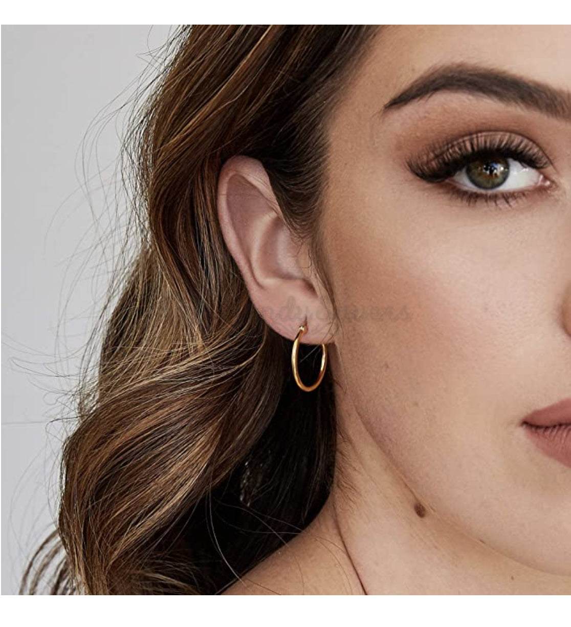 20MM Big Post Round Gold Polished Tube Hoop Cartilage Sleeper Earrings Jewelry