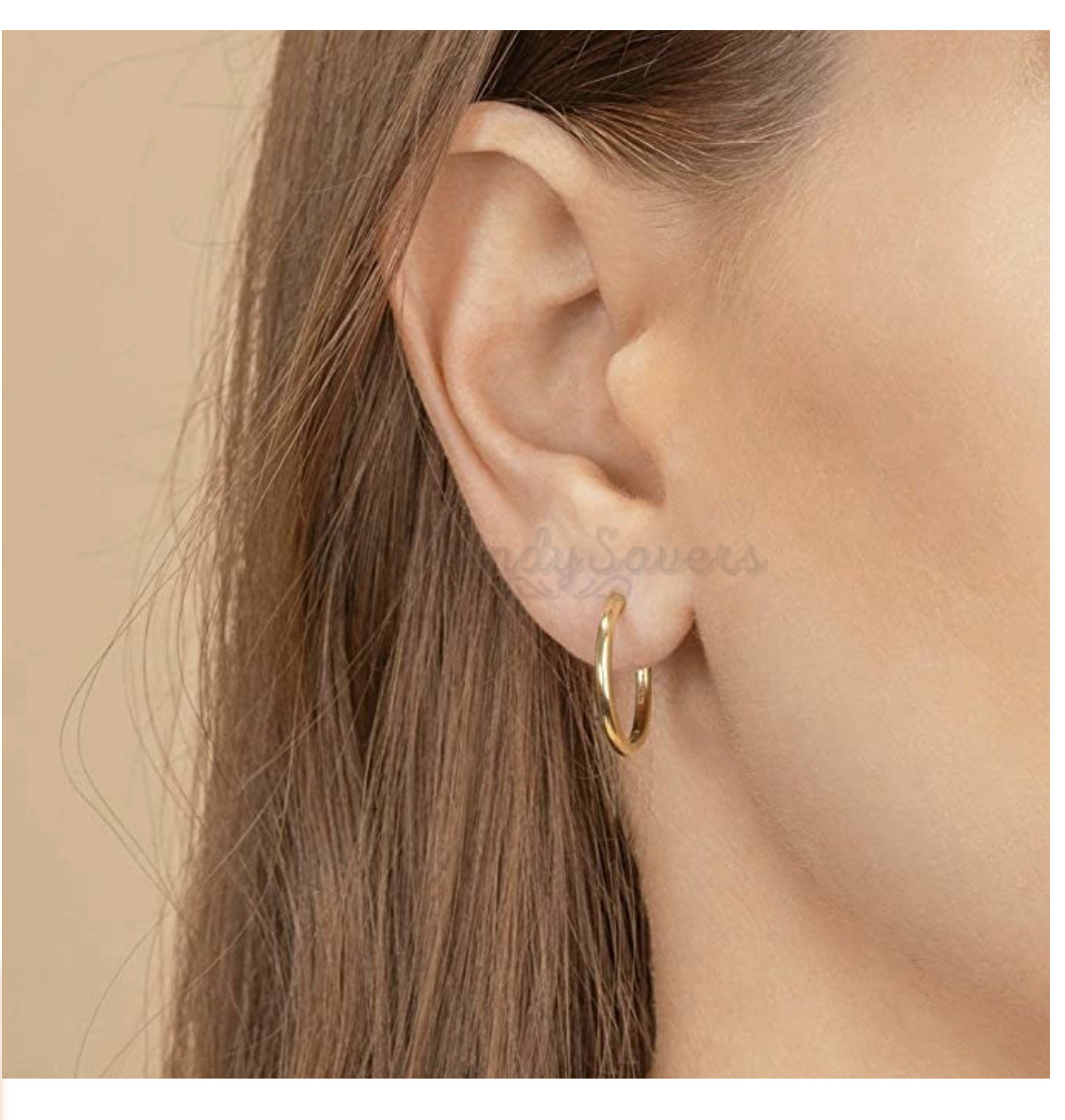 20MM Big Post Round Gold Polished Tube Hoop Cartilage Sleeper Earrings Jewelry