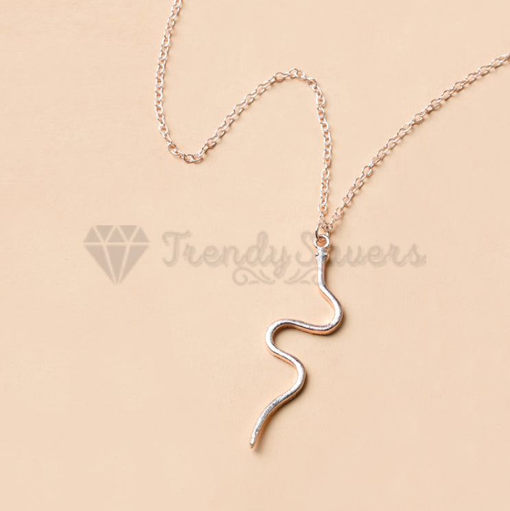 18ct Rose Gold Plated Snake Pendant Animal Serpent Punk Fashion Chain Necklace