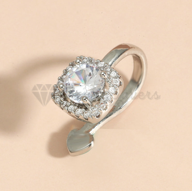 1x High Quality Women UK Jewelry Silver Cubic Zircon Ear Cuff Clip On Earrings