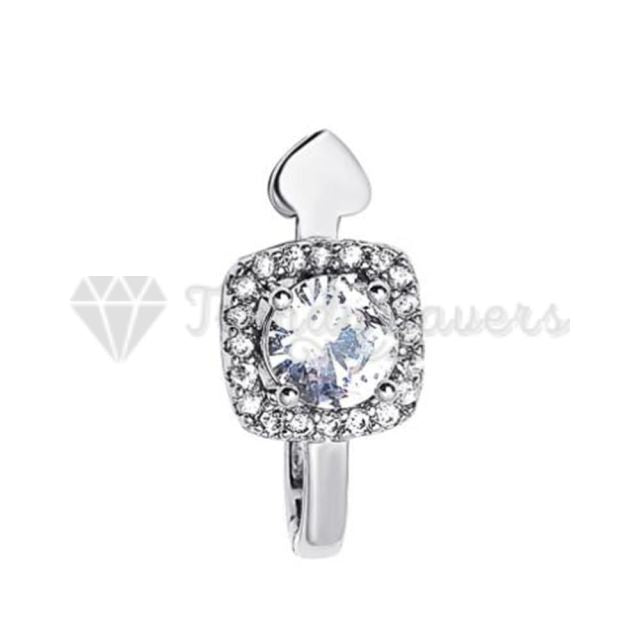1x High Quality Women UK Jewelry Silver Cubic Zircon Ear Cuff Clip On Earrings