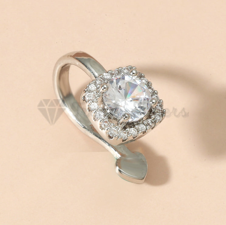 1x High Quality Women UK Jewelry Silver Cubic Zircon Ear Cuff Clip On Earrings