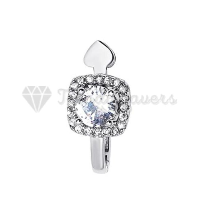 1x High Quality Women UK Jewelry Silver Cubic Zircon Ear Cuff Clip On Earrings