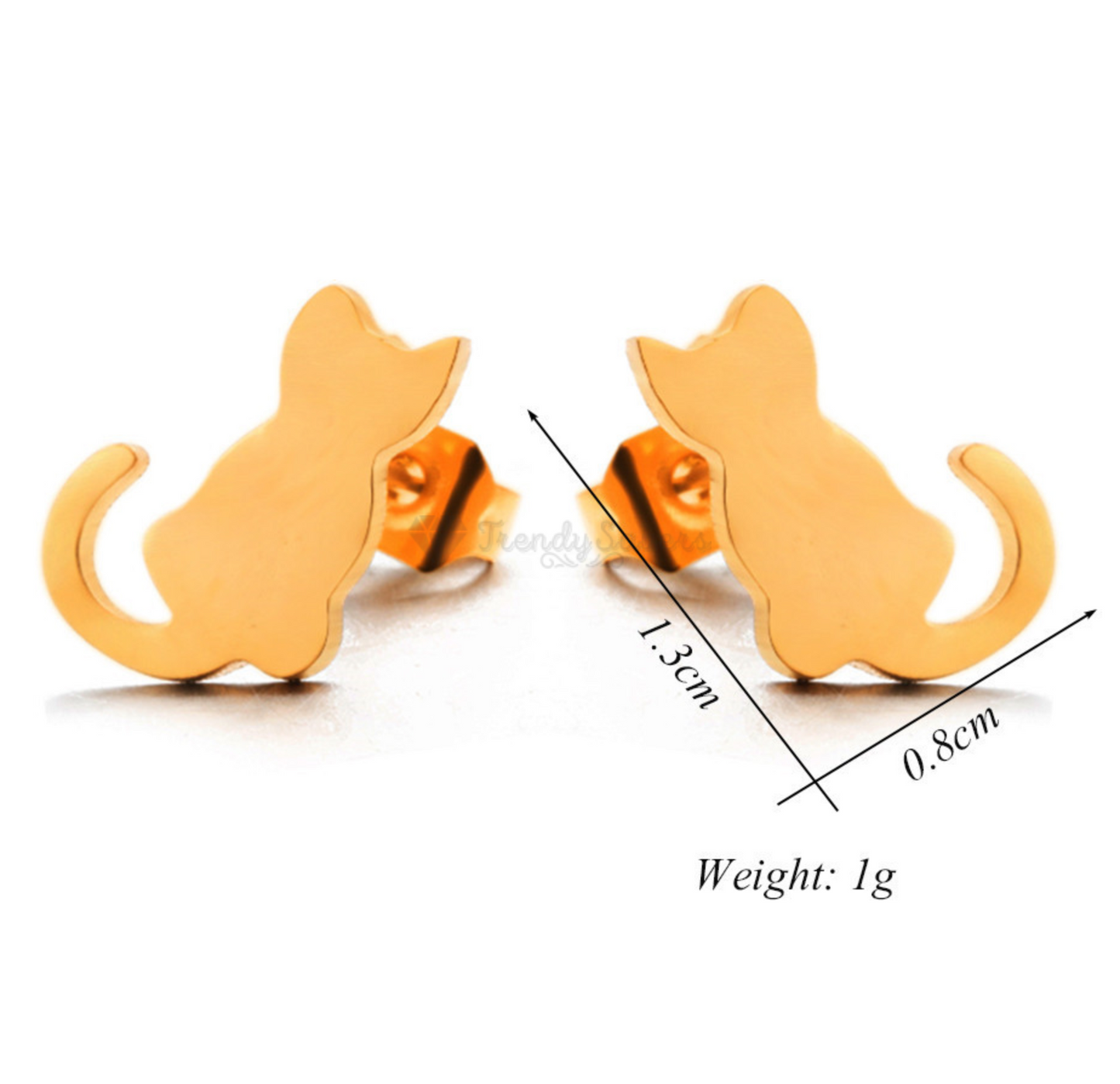 Gold Surgical Steel Small Cutie Cat Stud Cartilage Sleeper Earrings Jewellery UK