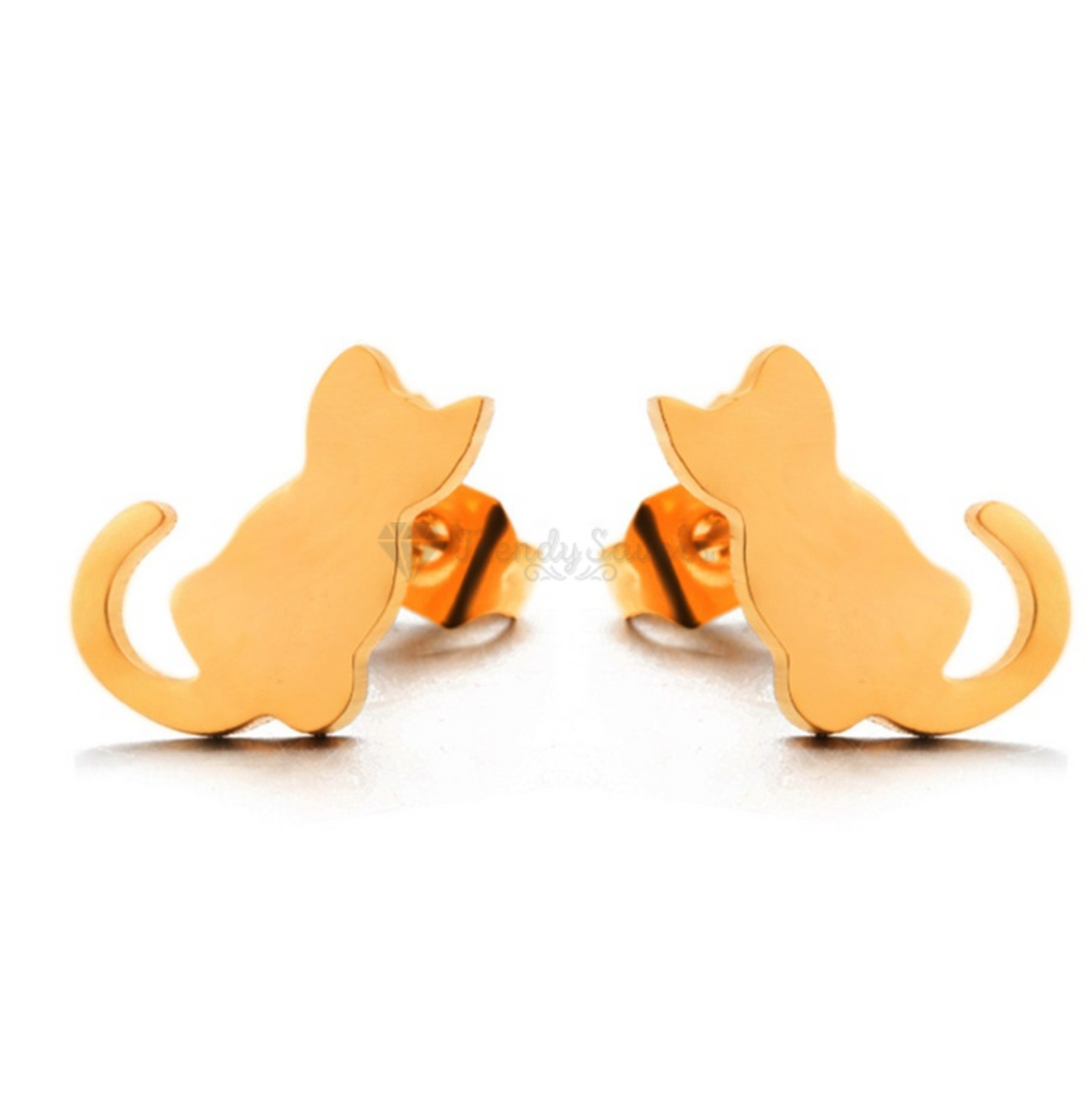 Gold Surgical Steel Small Cutie Cat Stud Cartilage Sleeper Earrings Jewellery UK