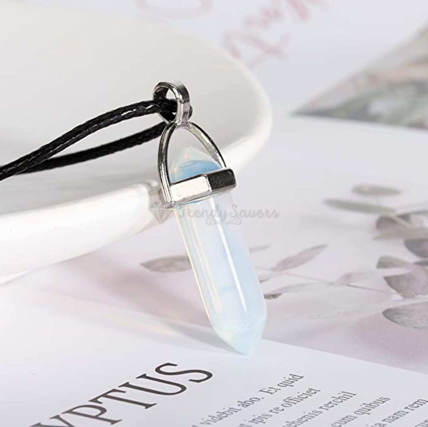 White Quartz Chakra Crystal Healing Point Cut Gemstone Pendant Reiki Necklace