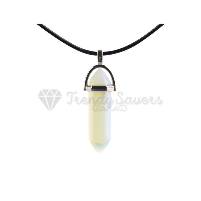 White Quartz Chakra Crystal Healing Point Cut Gemstone Pendant Reiki Necklace